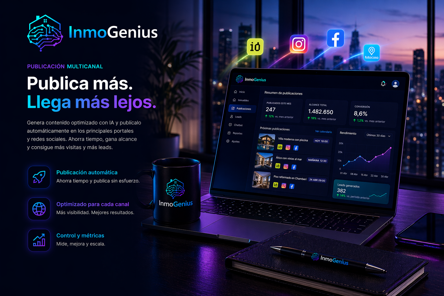 Marketing inmobiliario automatizado con IA en InmoGenius